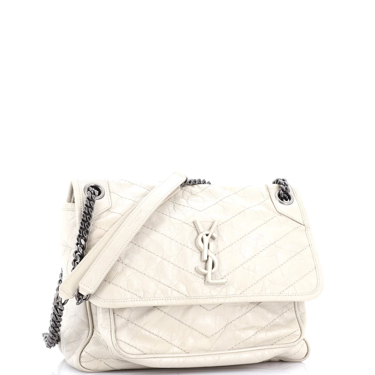 Niki Chain Flap Bag Matelasse Chevron Leather Medium - Deep Luxury