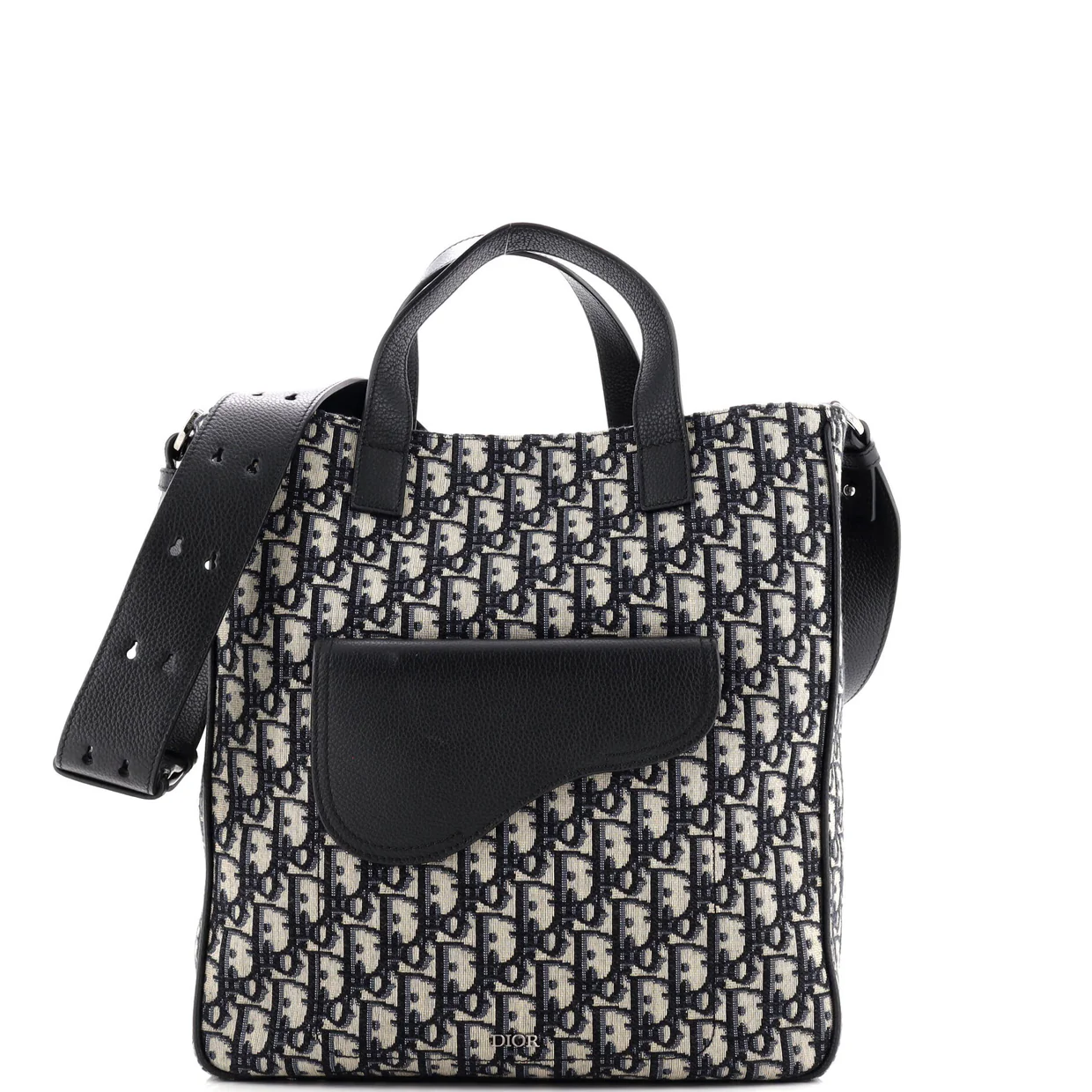 Saddle Tote Oblique Canvas and Leather Tall - Deep Luxury