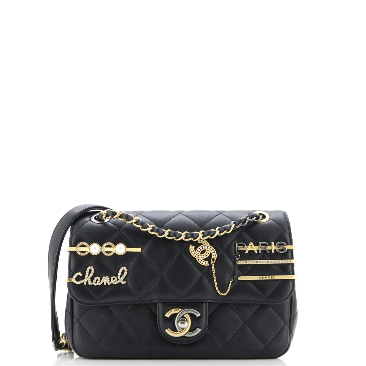 Coco Clips Flap Bag Embellished Quilted Lambskin Small - Deep Luxury