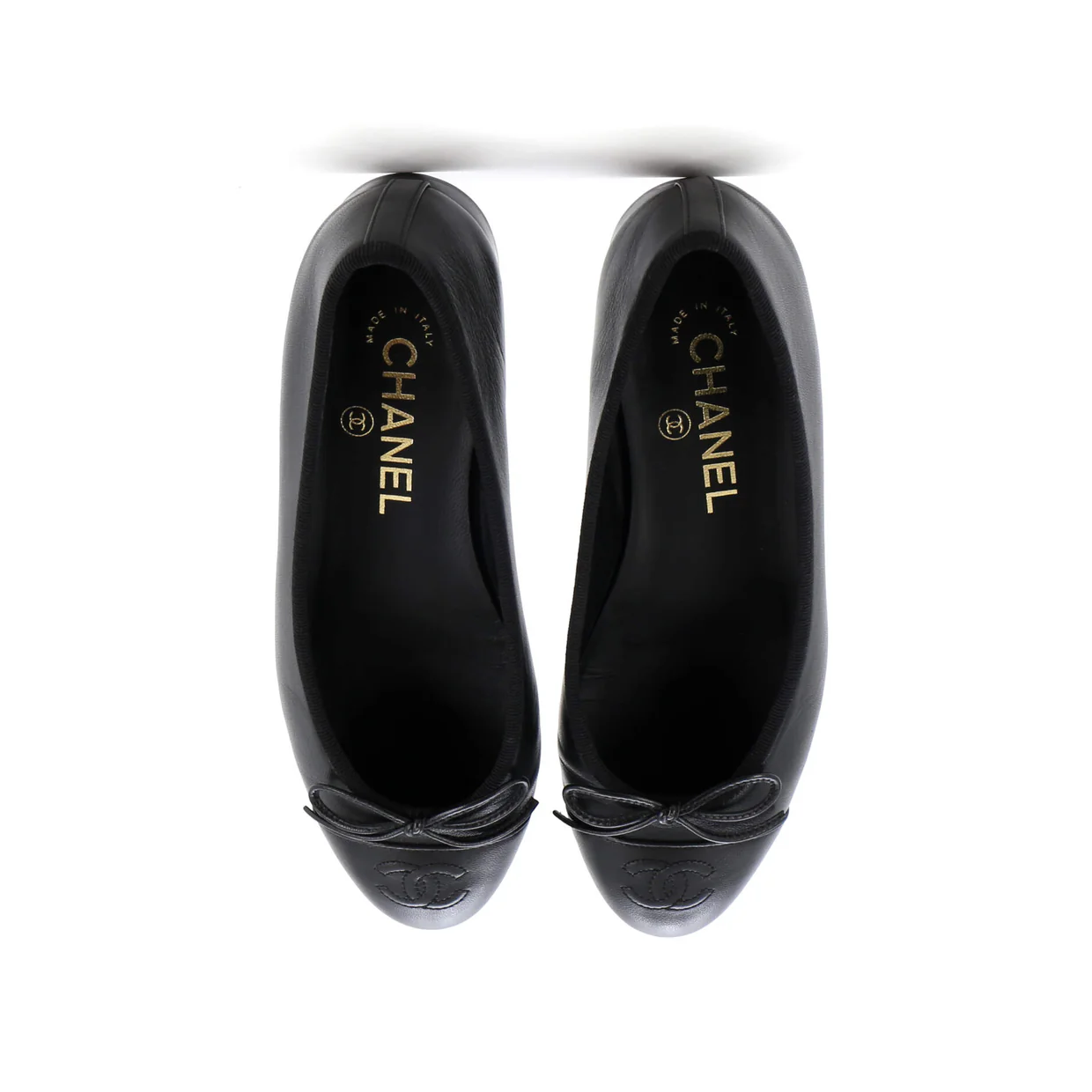 Women's CC Cap Toe Bow Ballerina Flats Leather - Deep Luxury