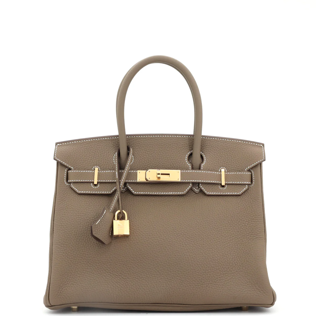 Birkin Handbag Grey Clemence with Gold Hardware 30 - Deep Luxury