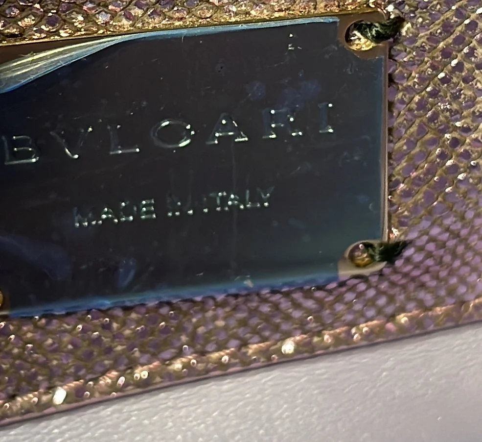 Serpenti Cabochon Shoulder Bag Diagonal Quilted Metallic Karung Small - Deep Luxury