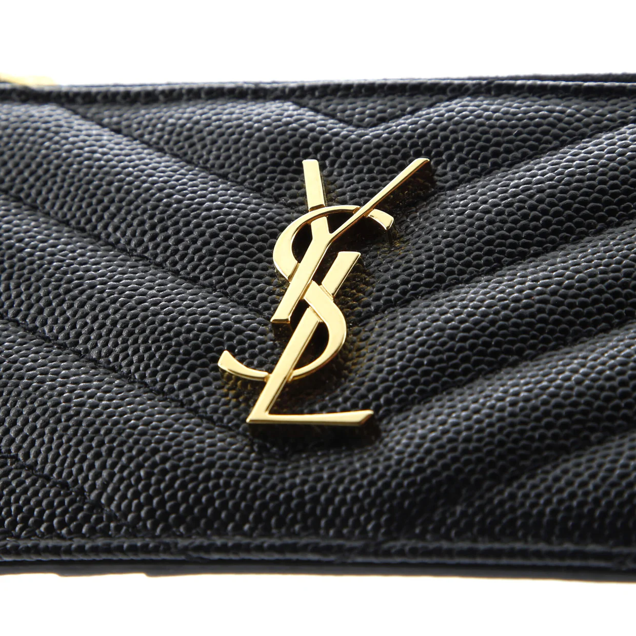 Monogram Fragments Zip Card Holder Matelasse Chevron Patent - Deep Luxury