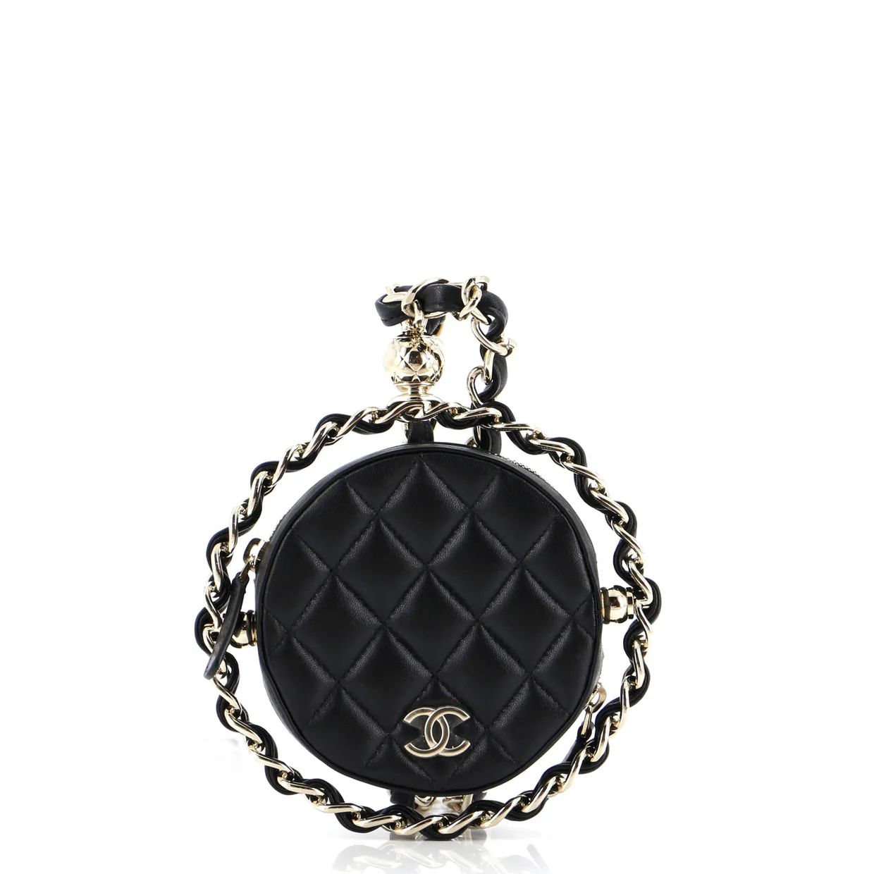 Frame Chain Around Round Clutch with Chain Quilted Lambskin Mini - Deep Luxury
