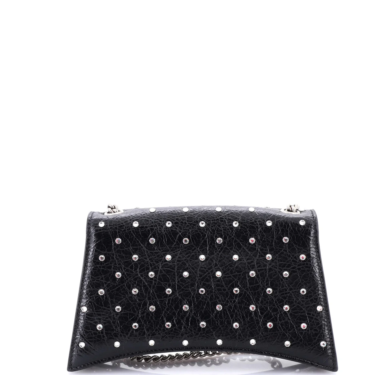 Crush Chain Flap Bag Crystal Embellished Leather XS - Deep Luxury