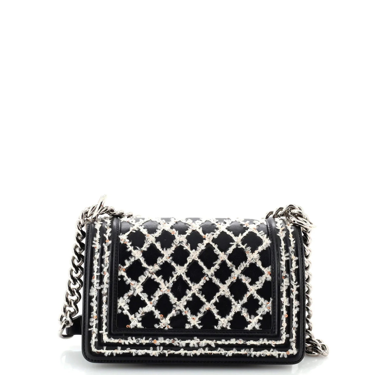Boy Flap Bag Lambskin with Quilted Tweed and Sequins Small - Deep Luxury