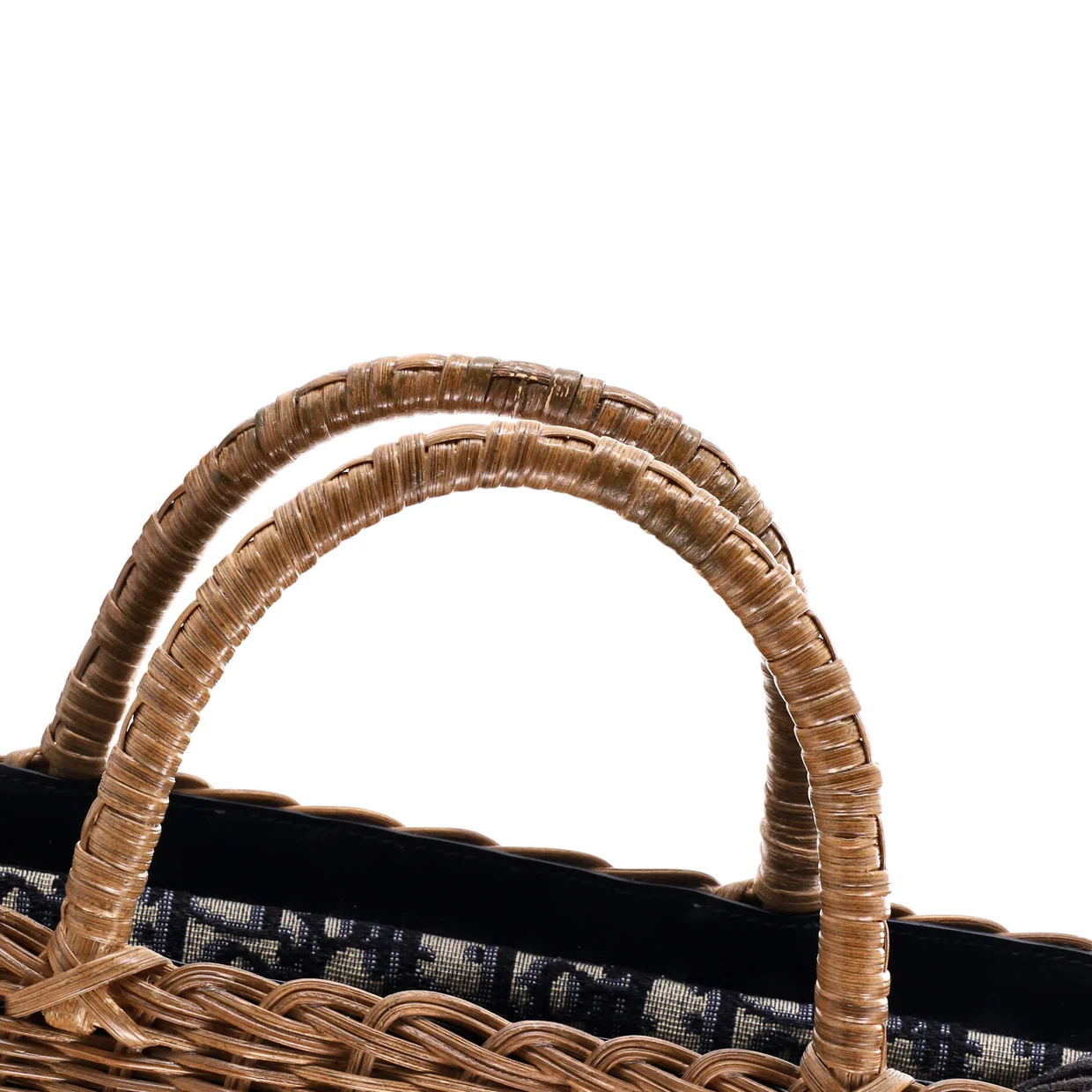 Basket Bag Wicker and Oblique Canvas Large - Deep Luxury