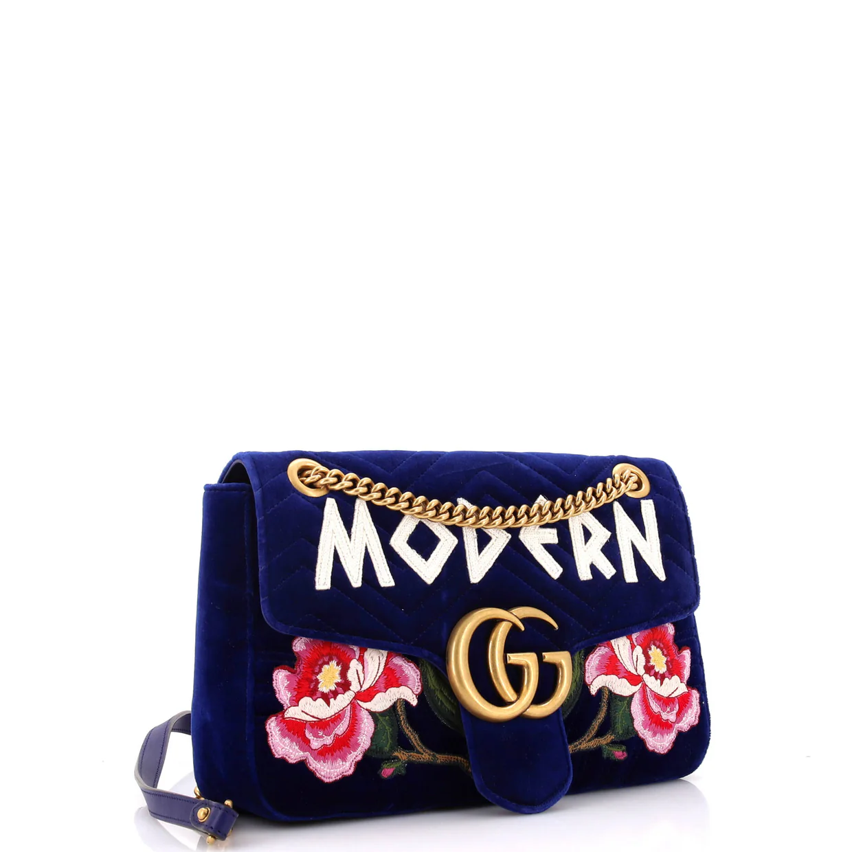 GG Marmont Flap Bag Embroidered Matelasse Velvet Medium - Deep Luxury
