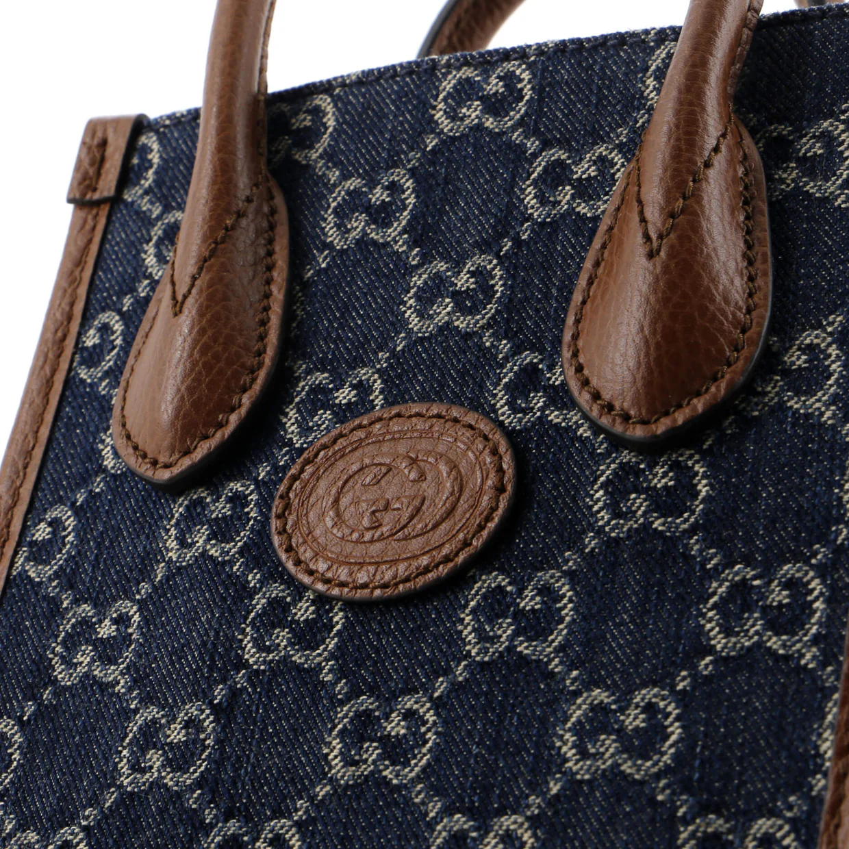 Interlocking G Patch Tote GG Denim Mini - Deep Luxury