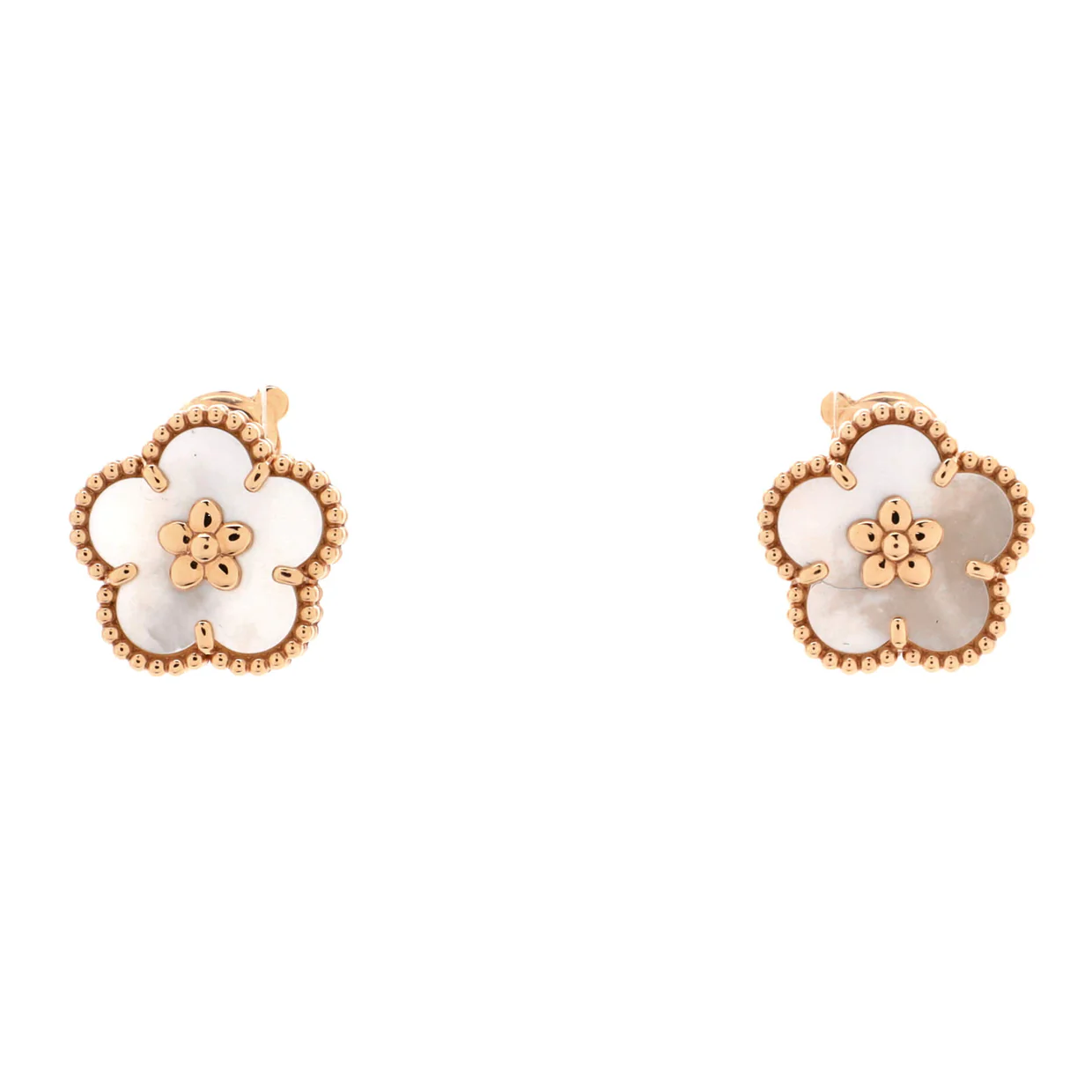 Lucky Spring Plum Blossom Stud Earring Earrings 18K Rose Gold and Mother of Pearl - Deep Luxury