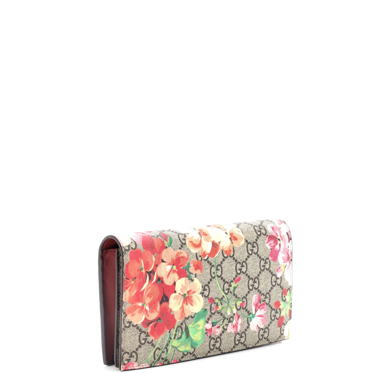 Chain Wallet Blooms Print GG Coated Canvas - Deep Luxury