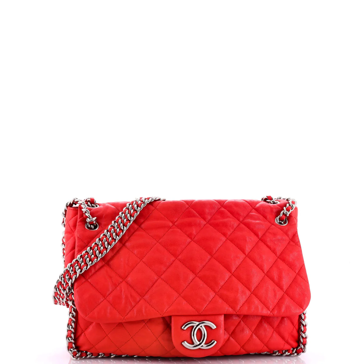 Chain Around Flap Bag Quilted Leather Maxi - Deep Luxury