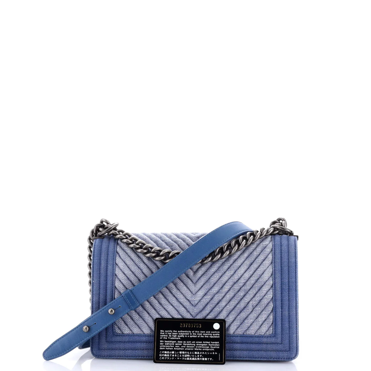 Boy Flap Bag Chevron Denim Old Medium - Deep Luxury