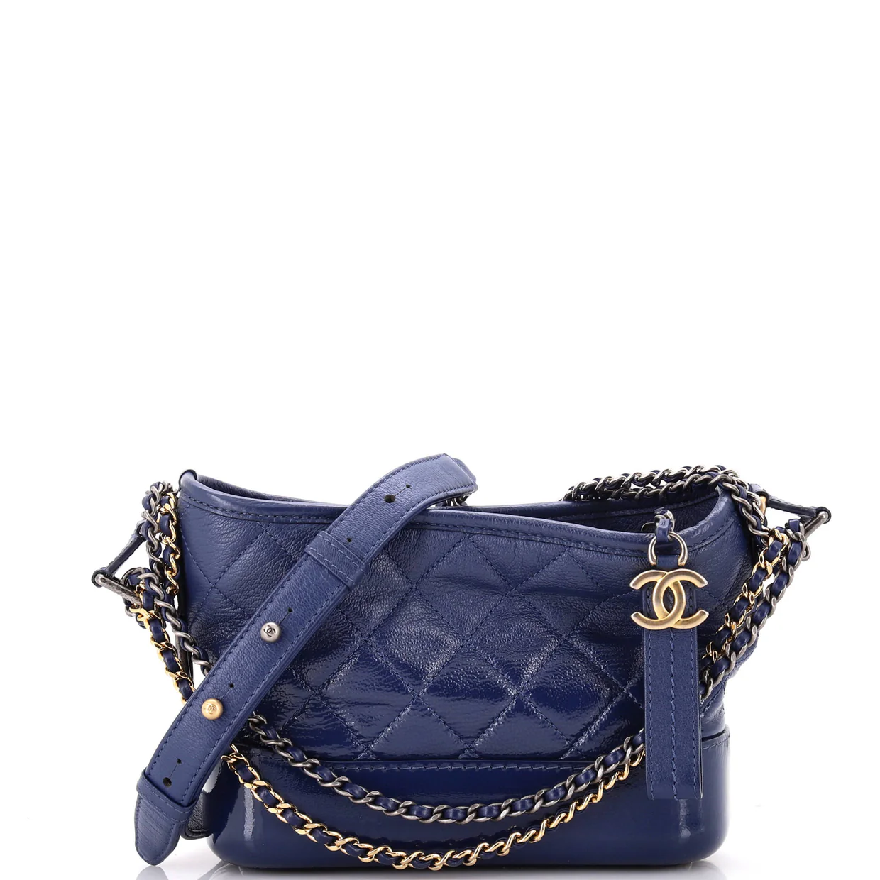 Gabrielle Hobo Quilted Goatskin and Patent Small - Deep Luxury