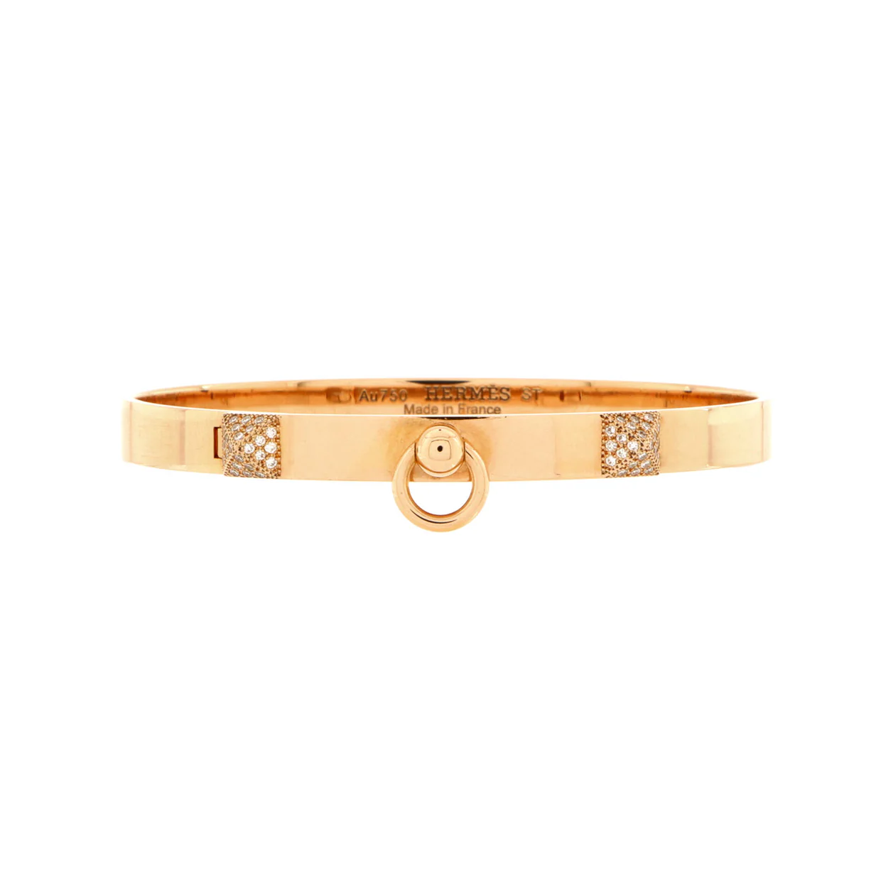 Collier de Chien Bracelet 18K Rose Gold with Pave Diamond Studs PM - Deep Luxury