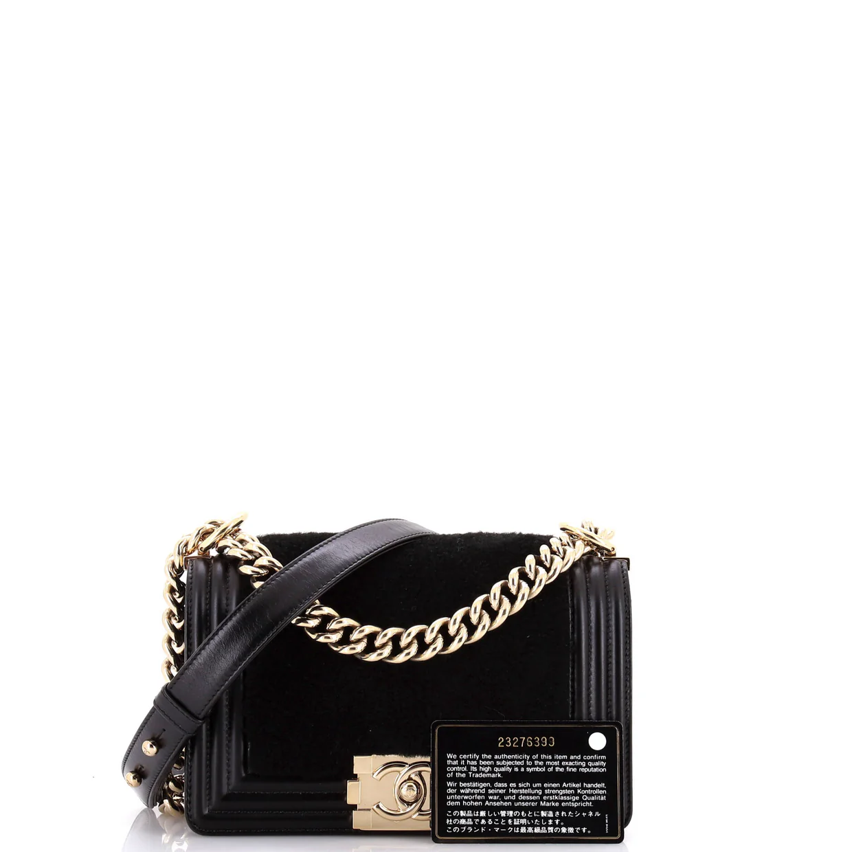 Boy Flap Bag Shearling with Leather Small - Deep Luxury