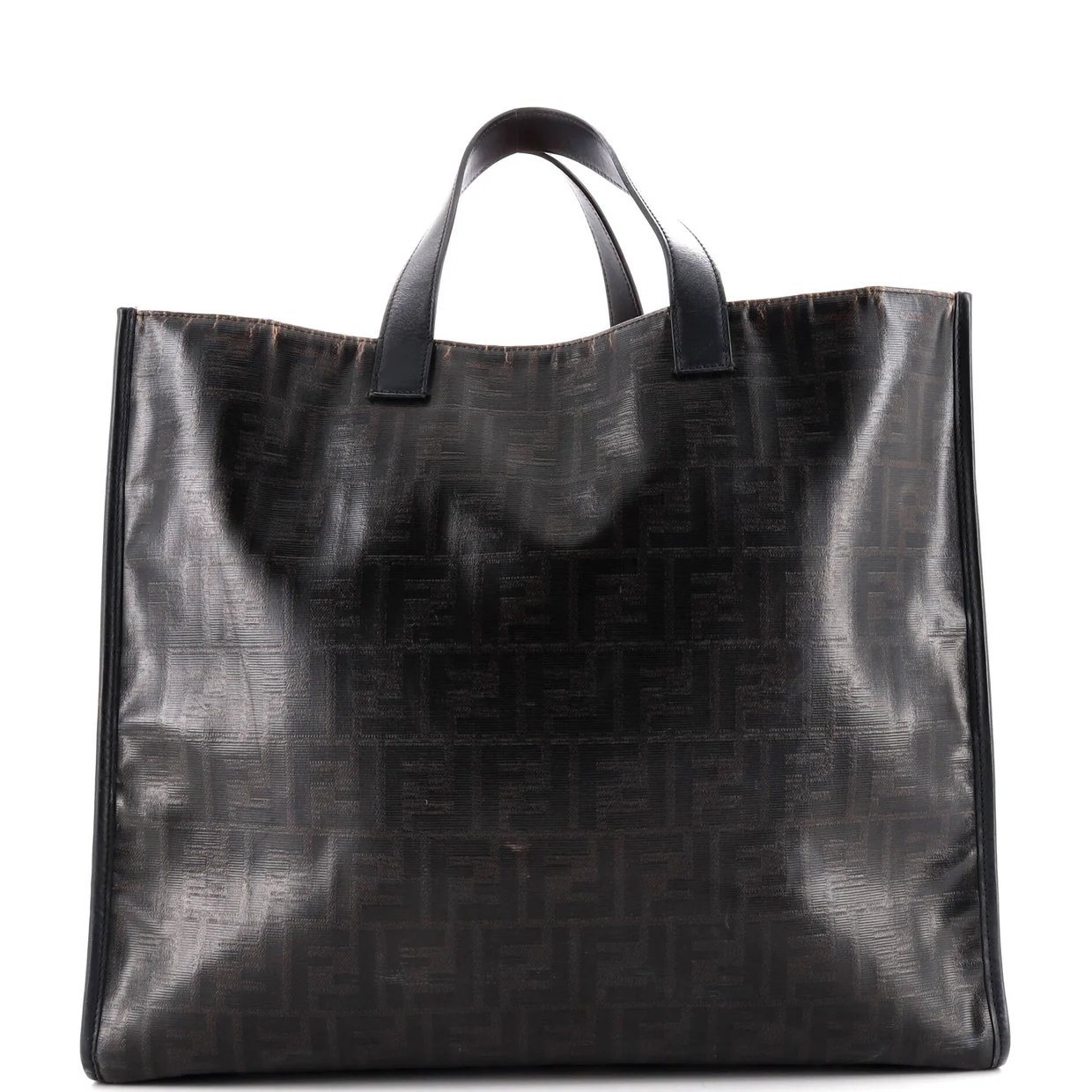 FF Logo Stamp Tote Zucca Coated Canvas Large - Deep Luxury