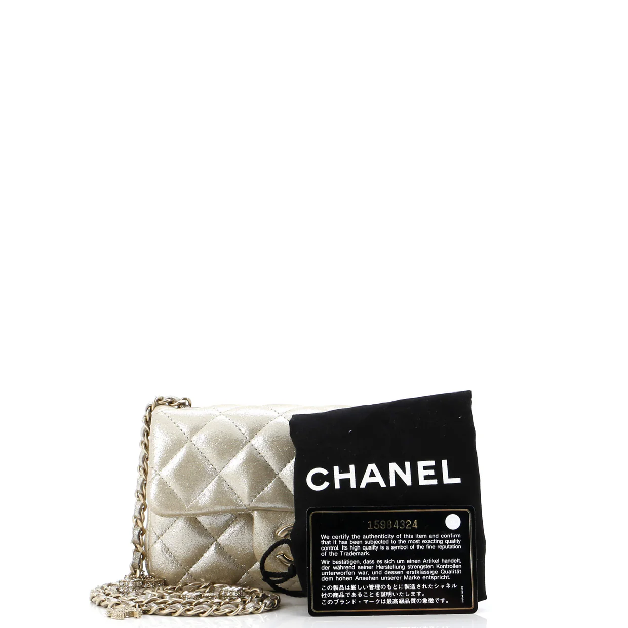 Crystal Dice Classic Single Flap Bag Quilted Iridescent Calfskin Extra Mini - Deep Luxury