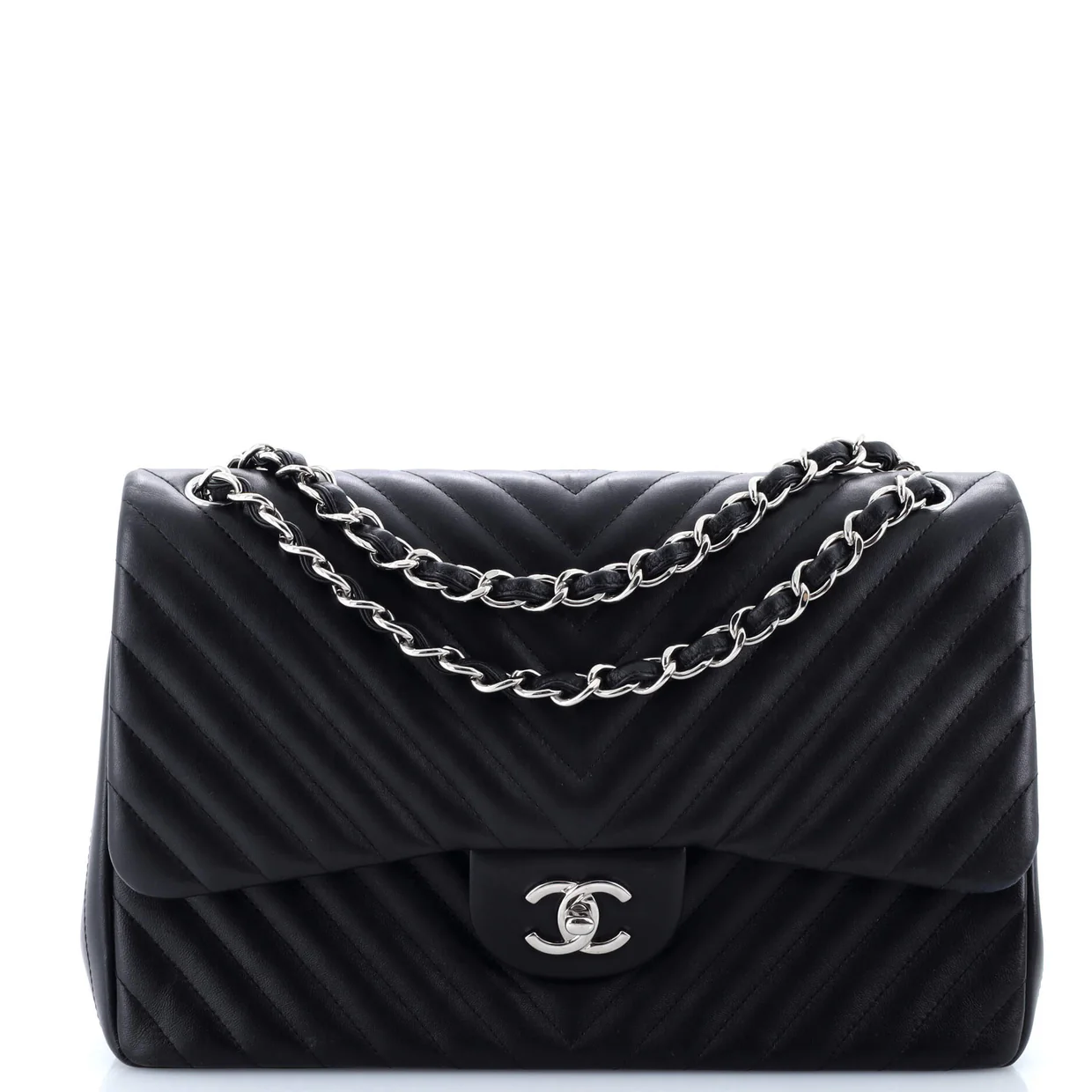 Classic Double Flap Bag Chevron Lambskin Jumbo - Deep Luxury
