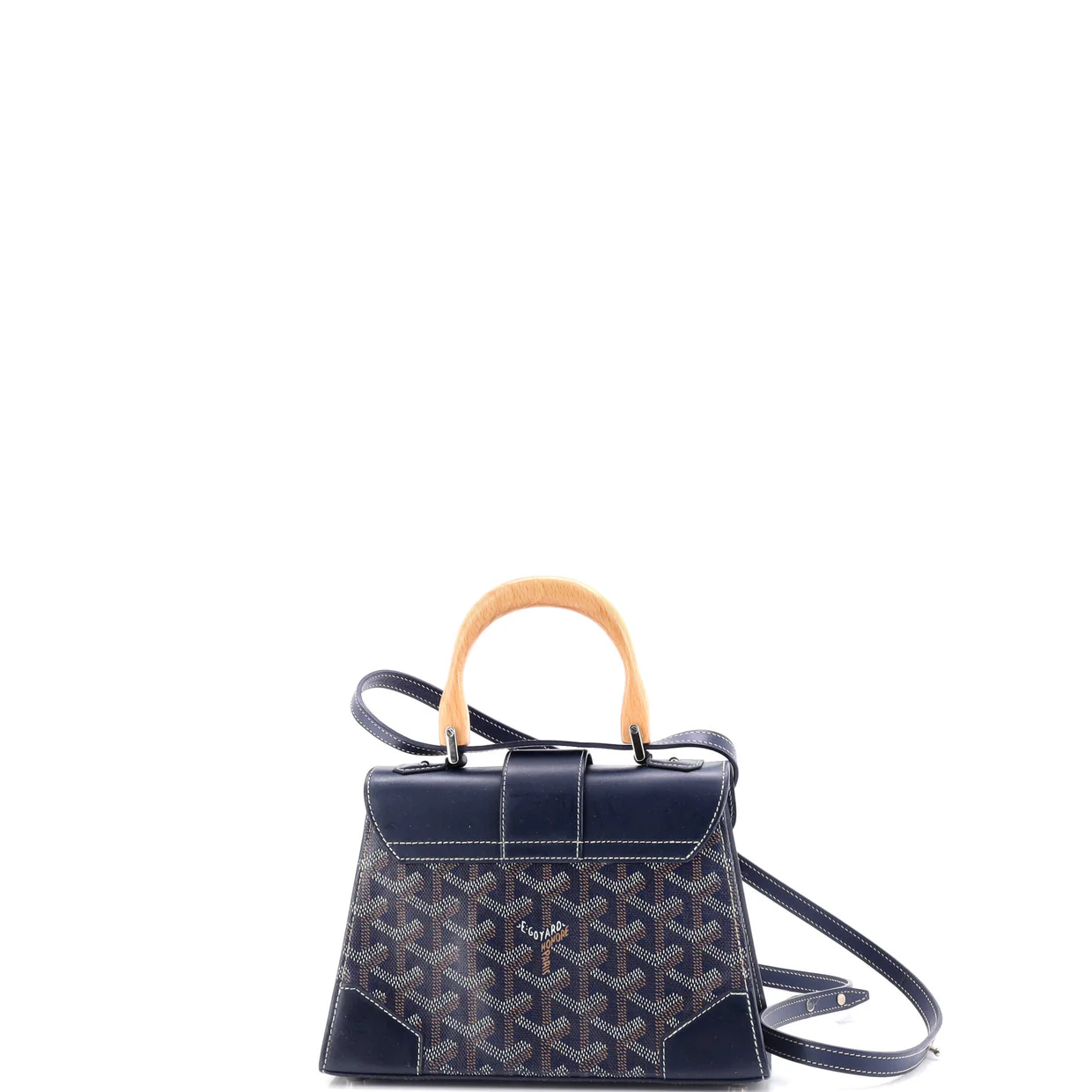 Structured Saigon Top Handle Bag Coated Canvas with Leather Mini - Deep Luxury