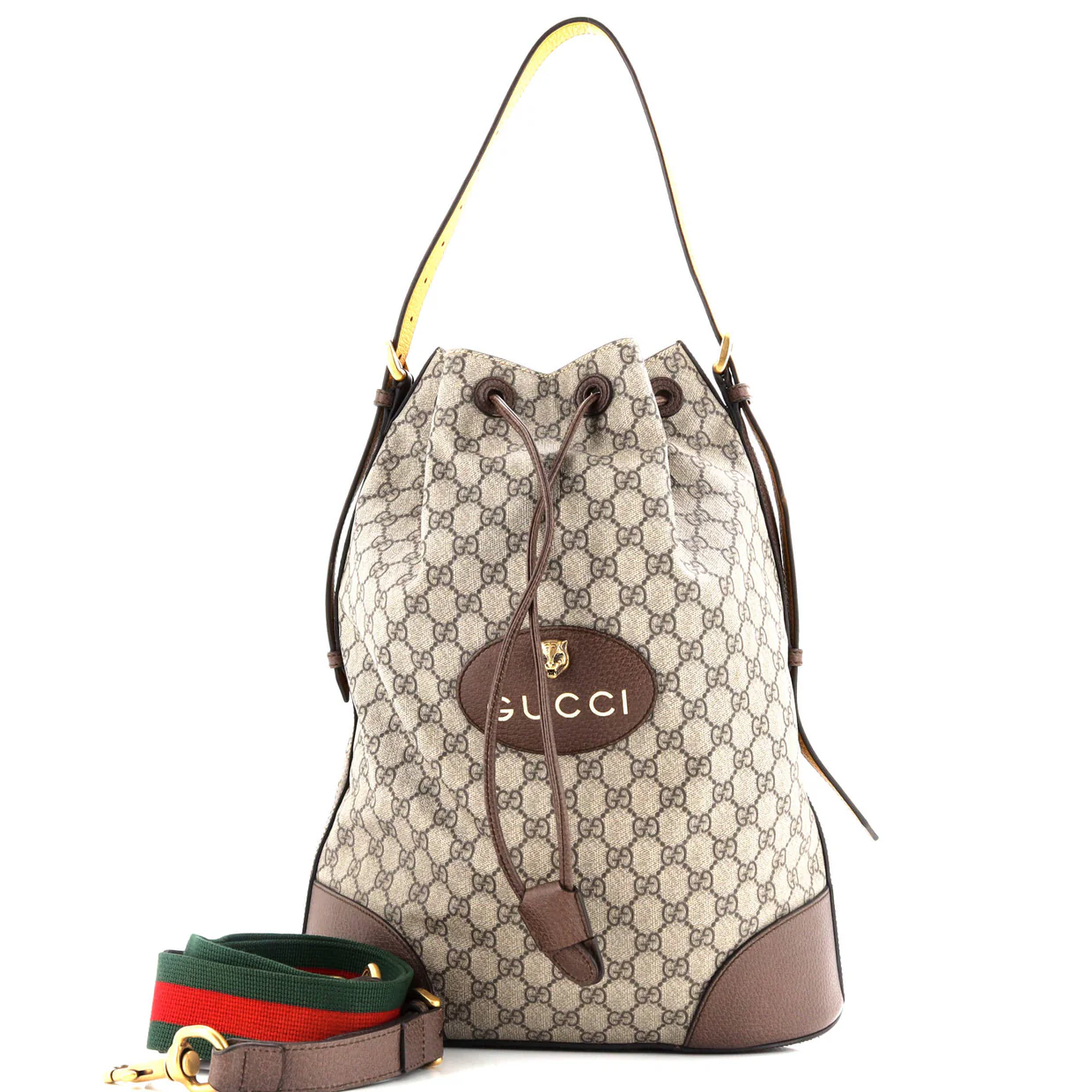 Neo Vintage Drawstring Bucket Backpack GG Coated Canvas Large - Deep Luxury