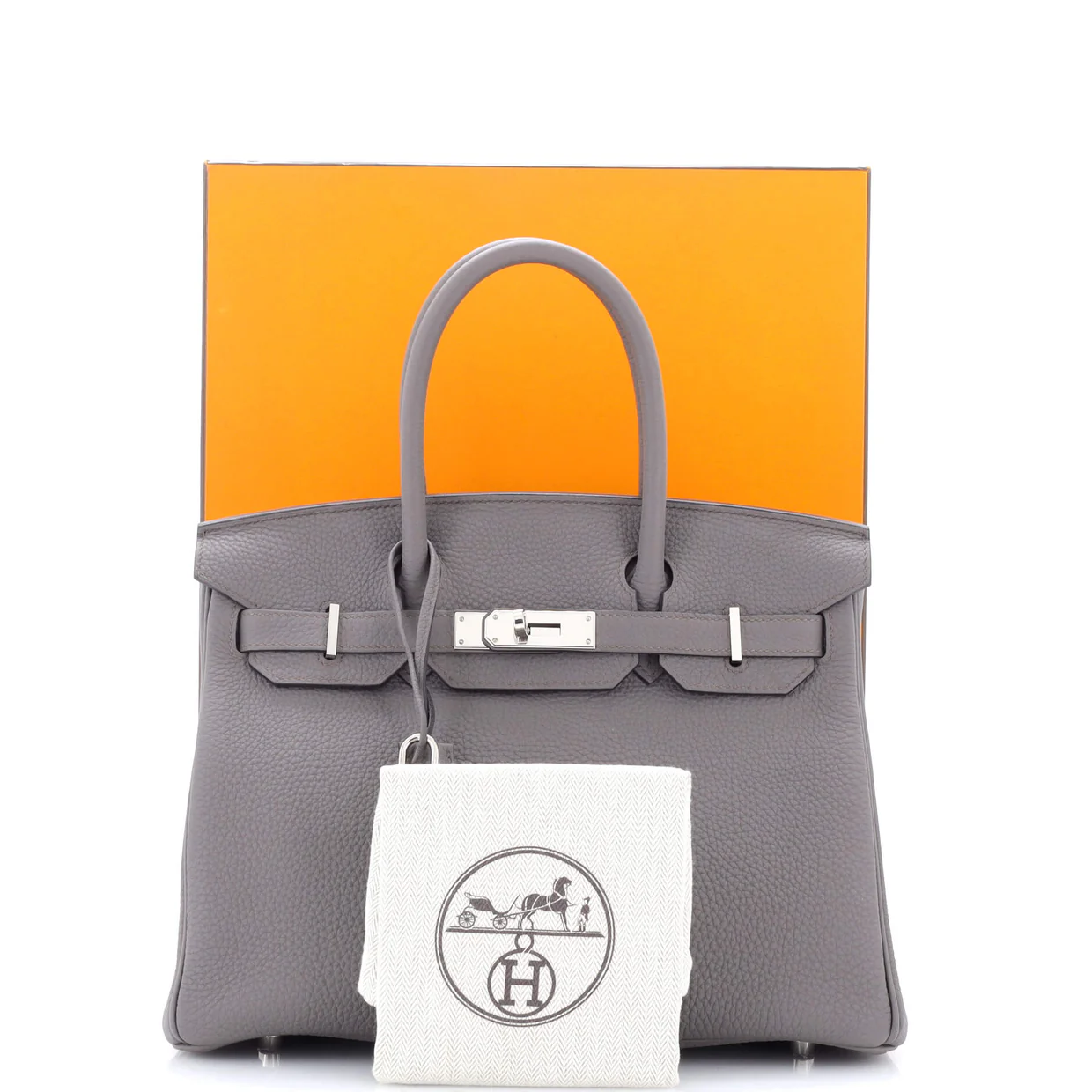 Birkin Handbag Grey Togo with Palladium Hardware 30 - Deep Luxury