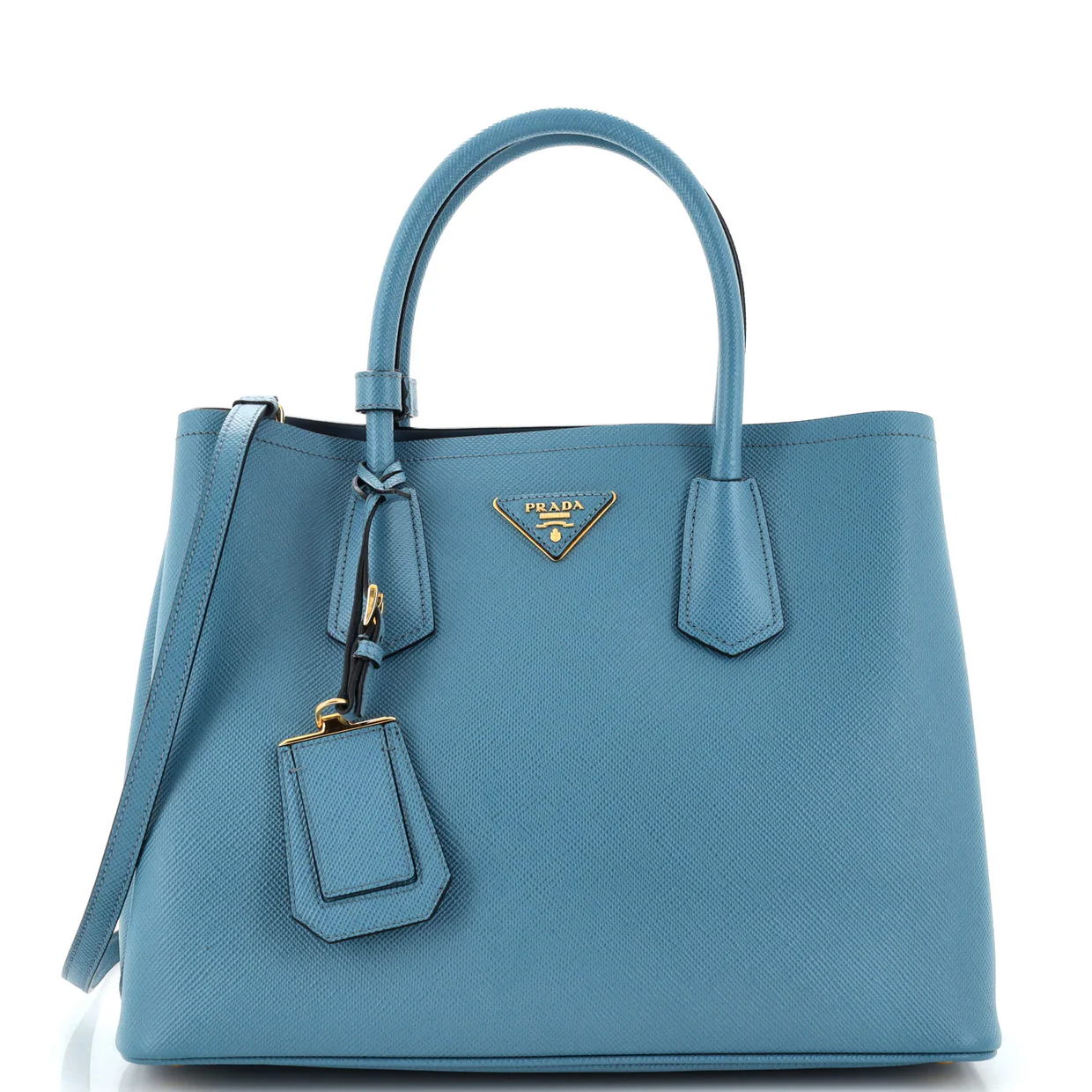 Cuir Double Tote Saffiano Leather Small - Deep Luxury