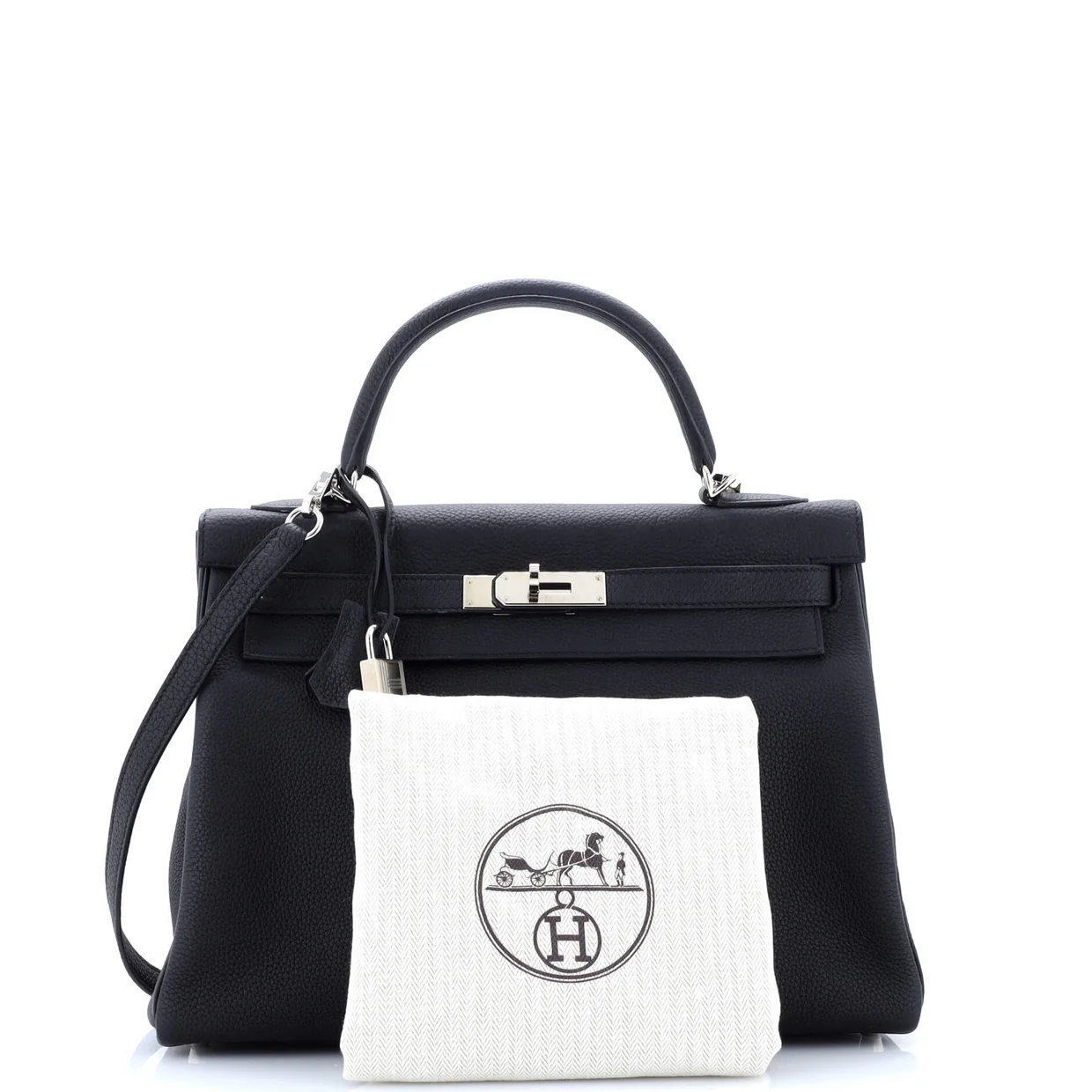 Kelly Handbag Noir Togo with Palladium Hardware 32 - Deep Luxury