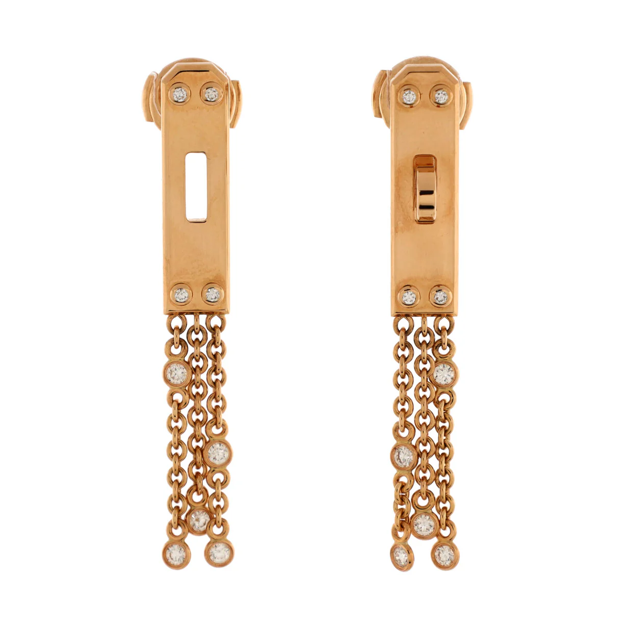 Kelly Gavroche Drop Earrings 18K Rose Gold with 18 Diamonds - Deep Luxury