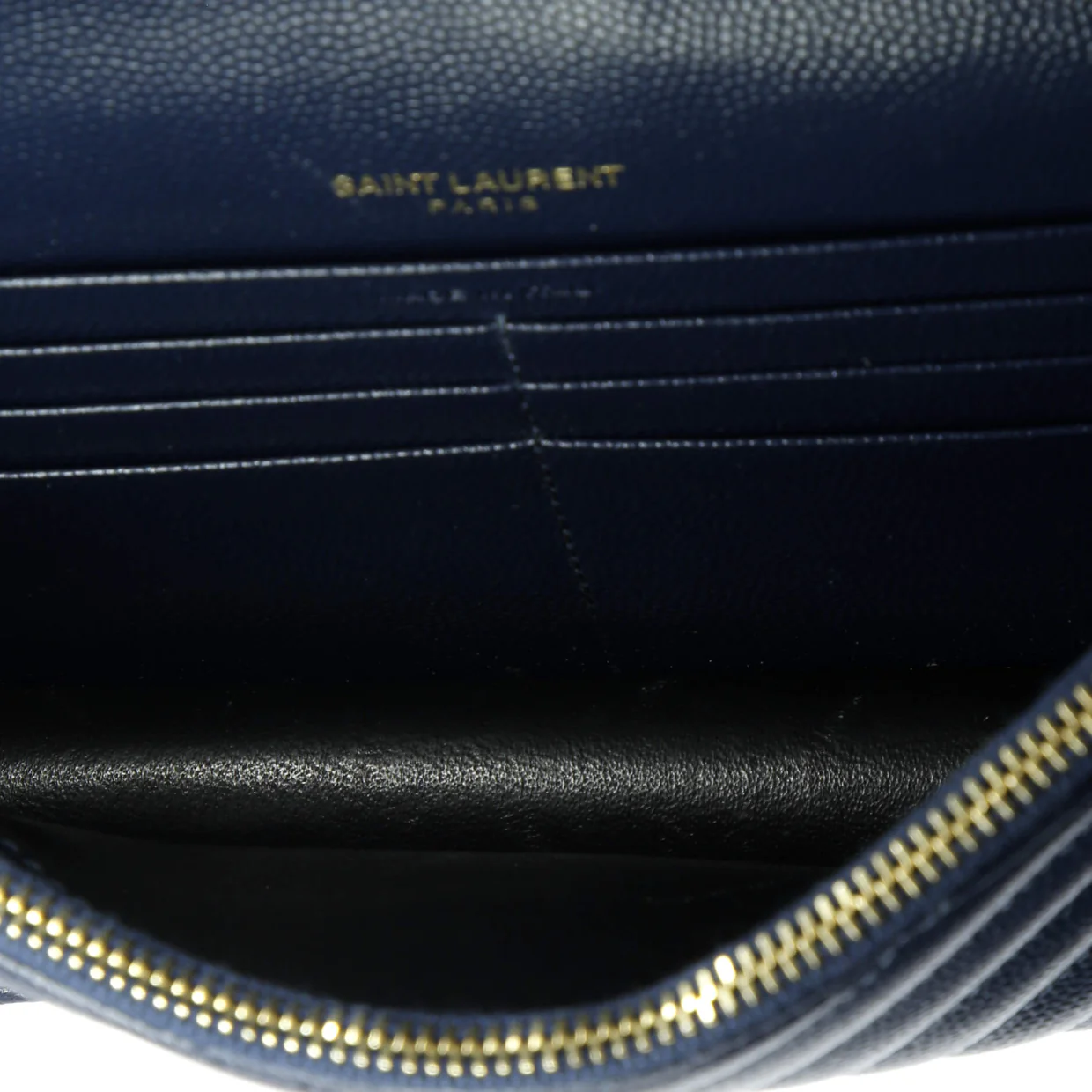 Classic Monogram Wallet on Chain Matelasse Chevron Leather Small - Deep Luxury