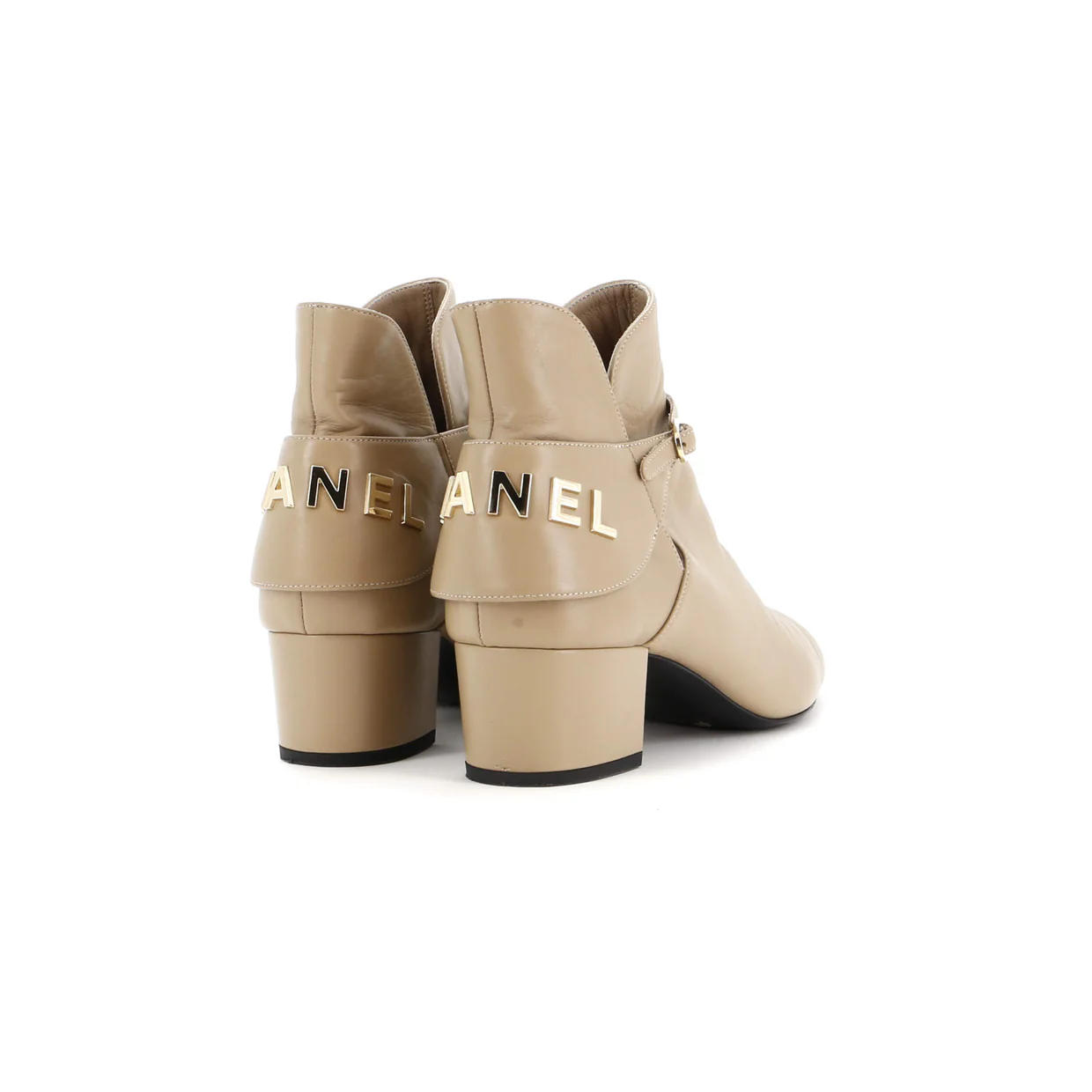 Women's Logo Cap Toe Short Ankle Boots Leather with Velvet - Deep Luxury