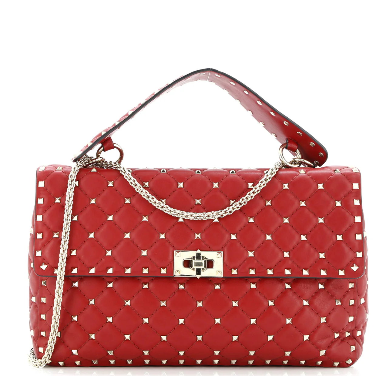 Rockstud Spike Flap Bag Quilted Leather Large - Deep Luxury
