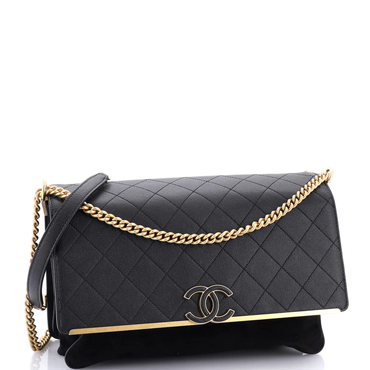 Lady Coco Flap Bag Quilted Caviar and Suede Medium - Deep Luxury