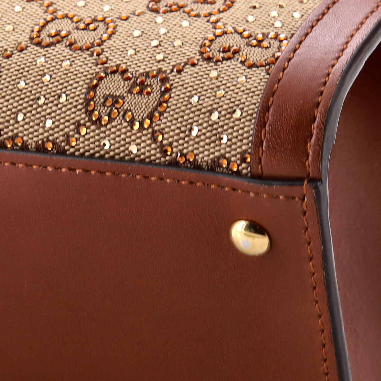 Diana NM Bamboo Handle Tote Crystal Embellished GG Canvas Mini - Deep Luxury