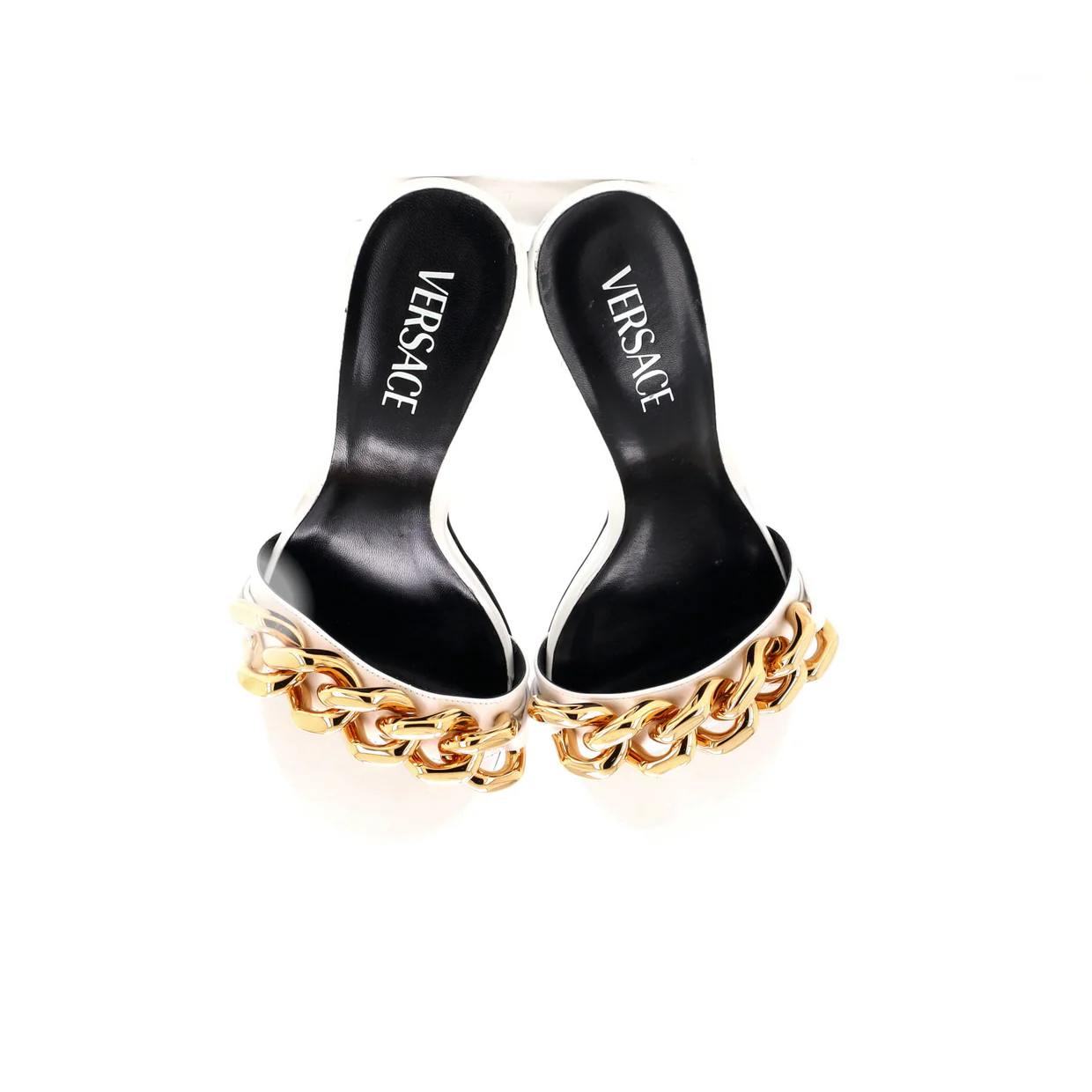 Women's Medusa Chain Heeled Sandals Leather - Deep Luxury
