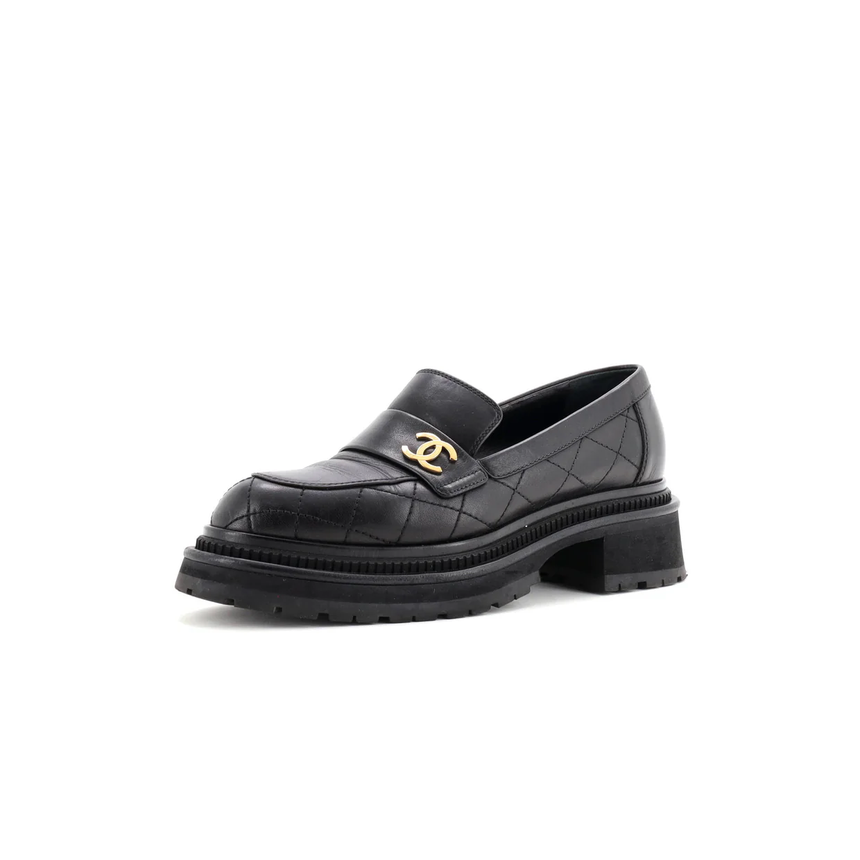 Women's CC Platform Loafers Stitched Leather - Deep Luxury