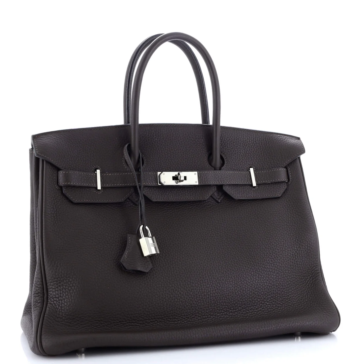Birkin Handbag Chocolat Clemence with Palladium Hardware 35 - Deep Luxury