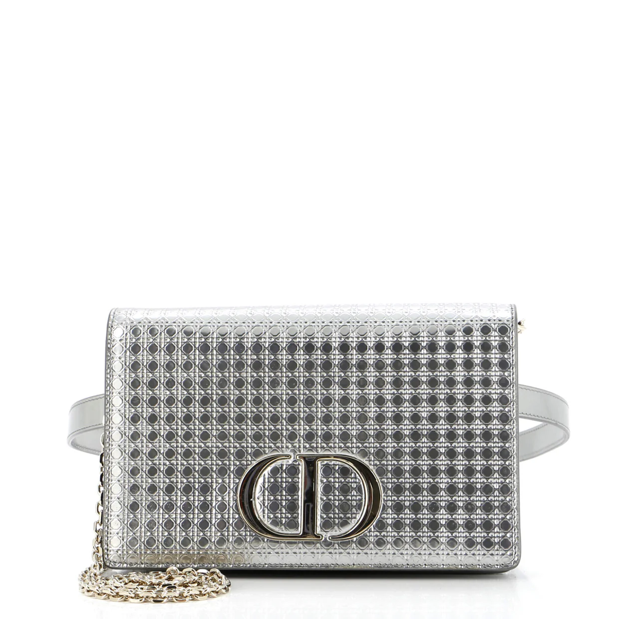 30 Montaigne 2-in-1 Pouch Micro Cannage Metallic Calfskin - Deep Luxury
