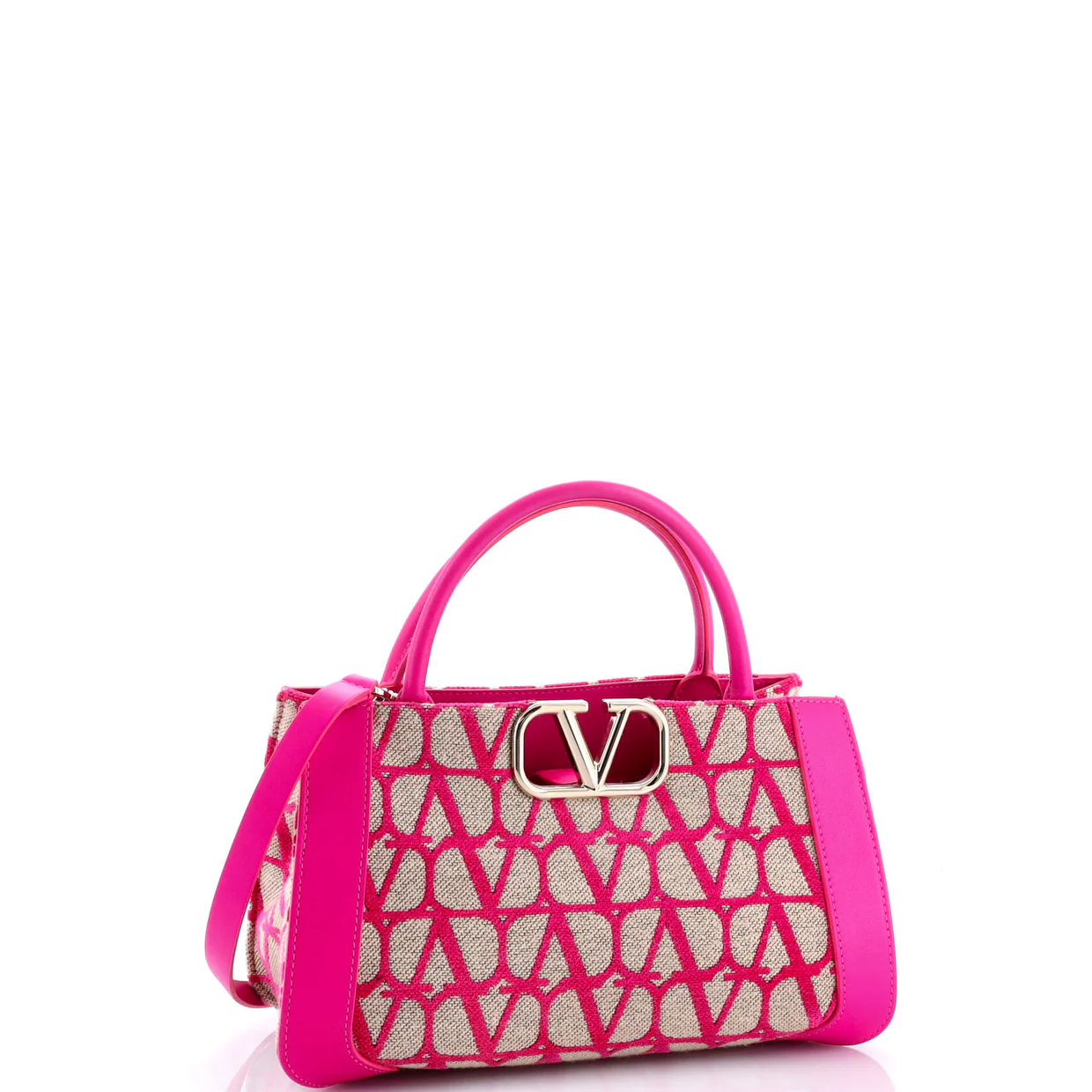 VLogo Shopper Tote Toile Iconograph Fabric with Leather Small - Deep Luxury