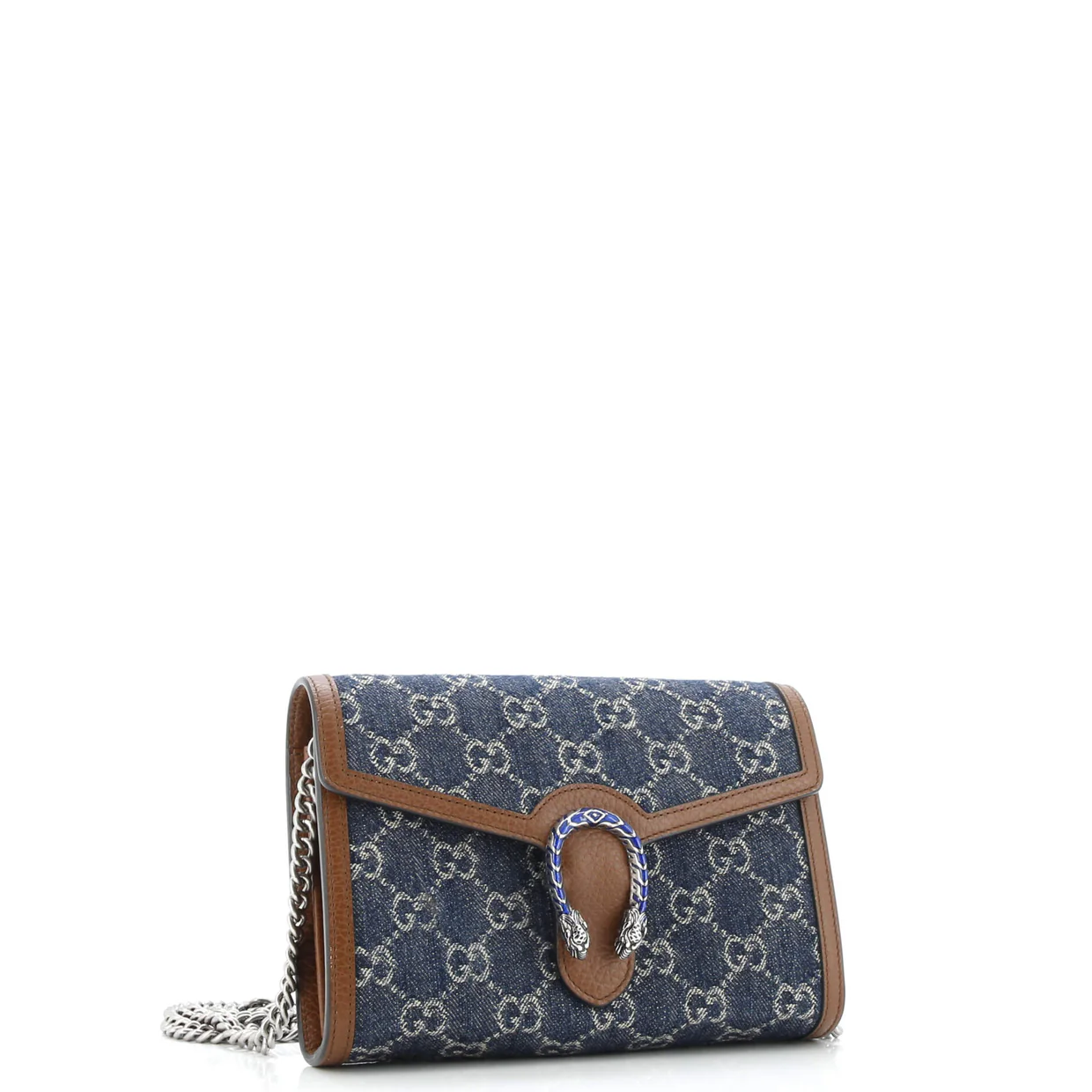 Dionysus Chain Wallet GG Denim Small - Deep Luxury