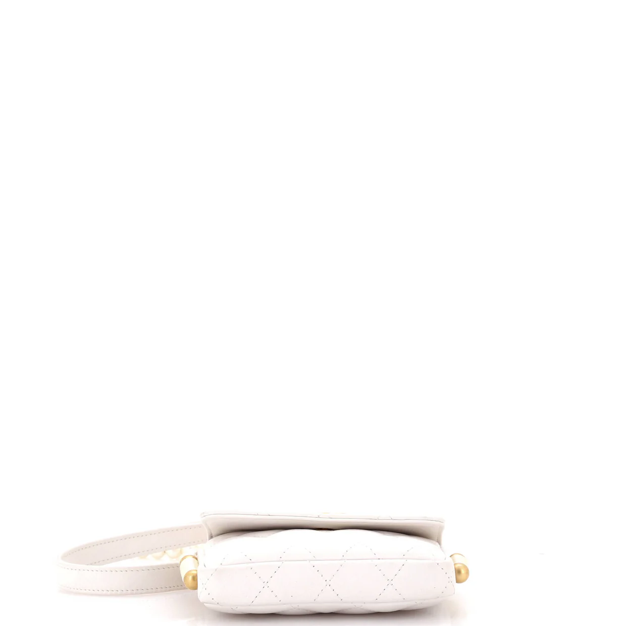 About Pearls Flap Card Holder with Chain Quilted Calfskin - Deep Luxury