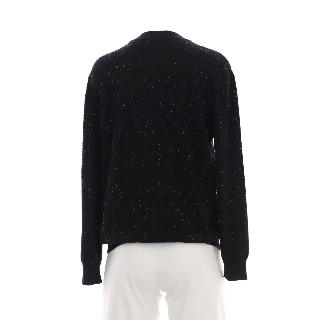 Women's V-Neck Cardigan GG Wool with Crystals - Deep Luxury