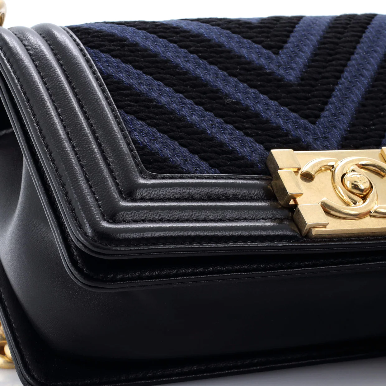 Boy Flap Bag Braided Chevron Calfskin and Lambskin Small - Deep Luxury