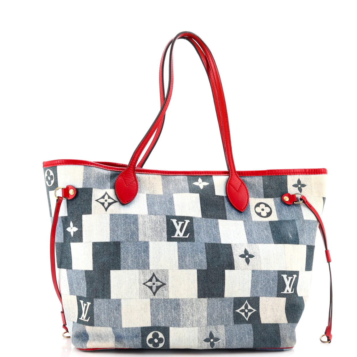 Neverfull Tote Damier and Monogram Patchwork Denim MM - Deep Luxury