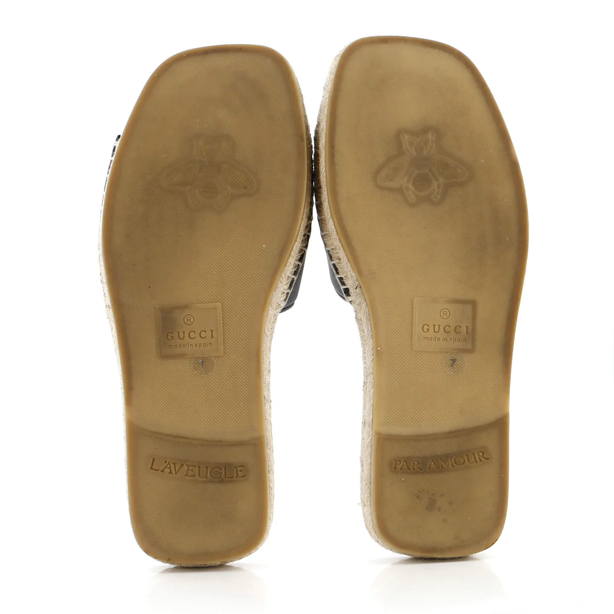 Men's Interlocking G Cut-Out Espadrille Slide Sandals Leather - Deep Luxury