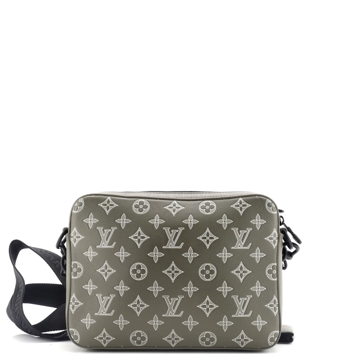 Trio Messenger Bag Monogram Shadow Leather - Deep Luxury