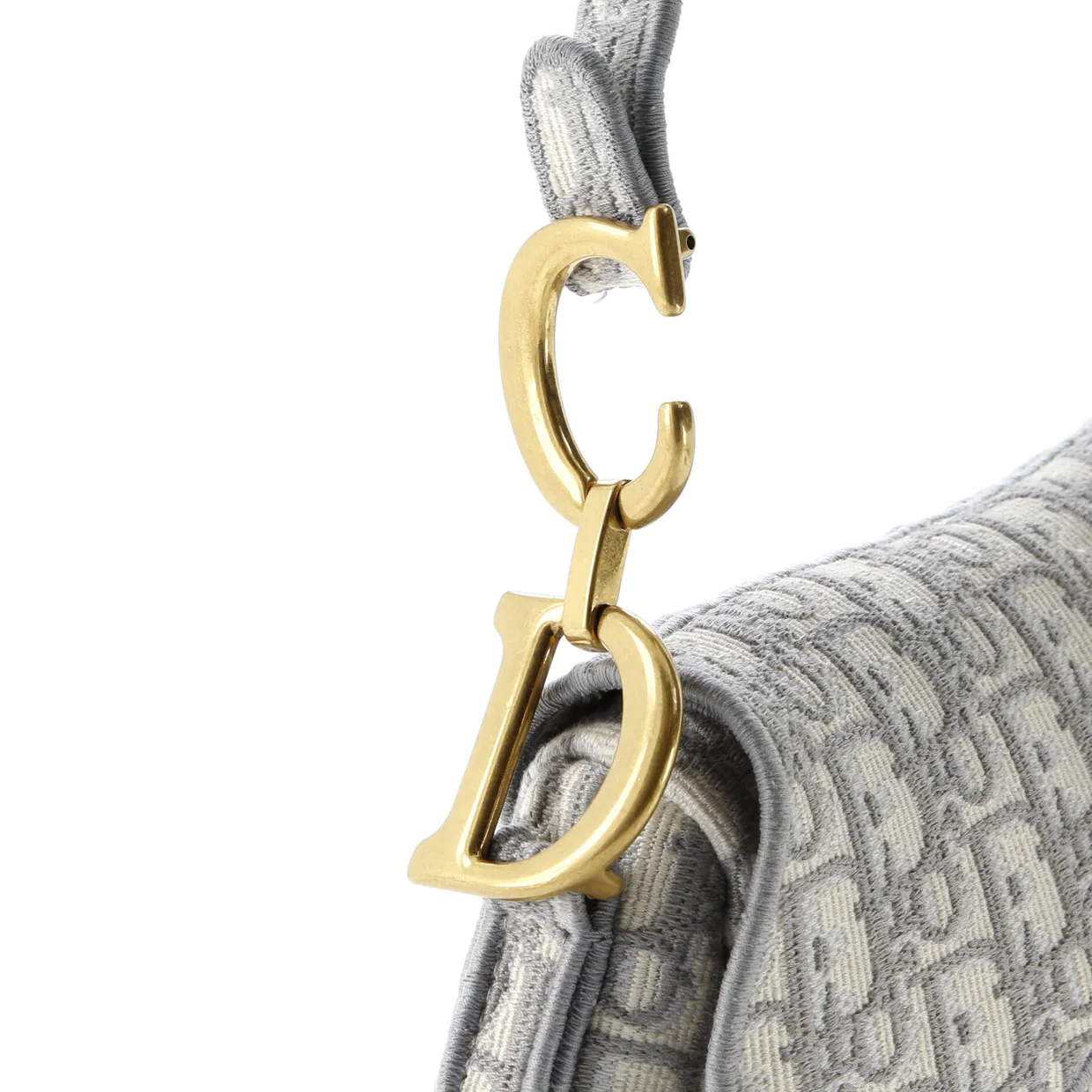 Saddle Handbag Logo Embroidered Oblique Canvas Medium - Deep Luxury