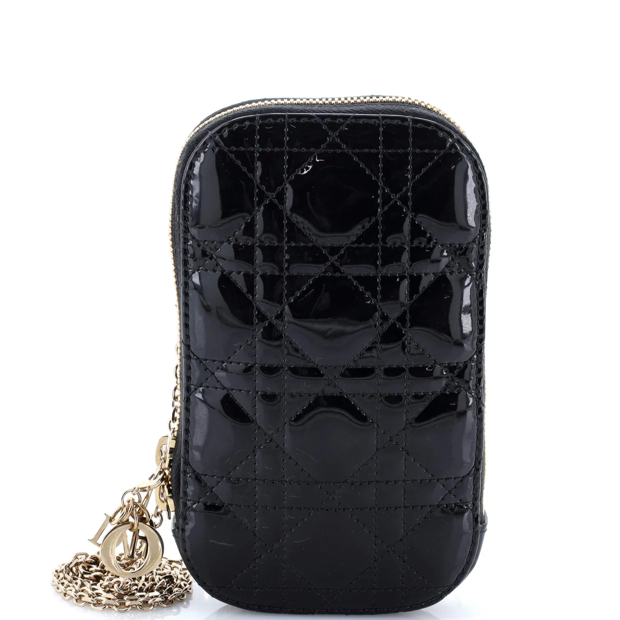 Lady Dior Phone Holder on Chain Cannage Quilt Patent - Deep Luxury