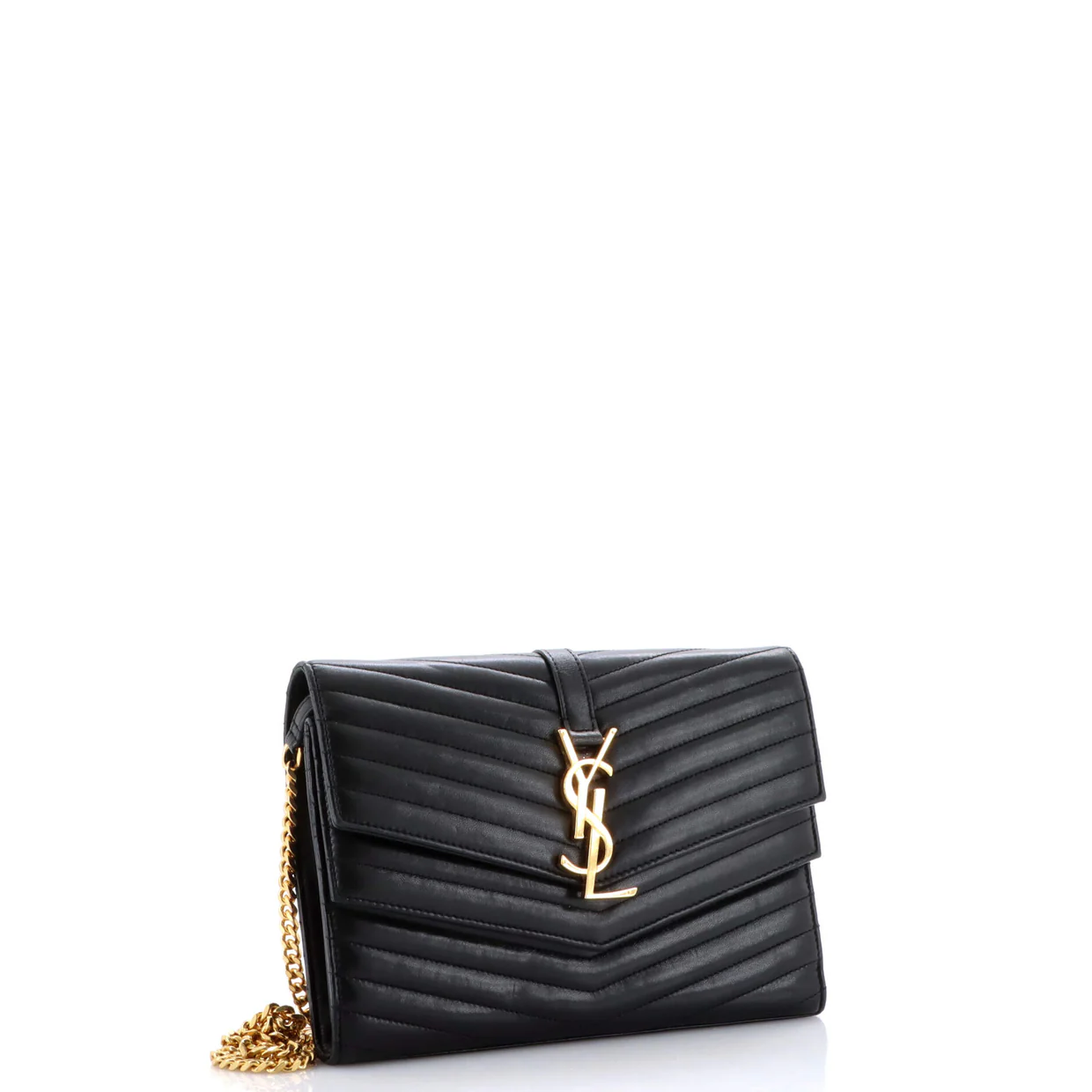 Sulpice Wallet on Chain Matelasse Chevron Leather Medium - Deep Luxury