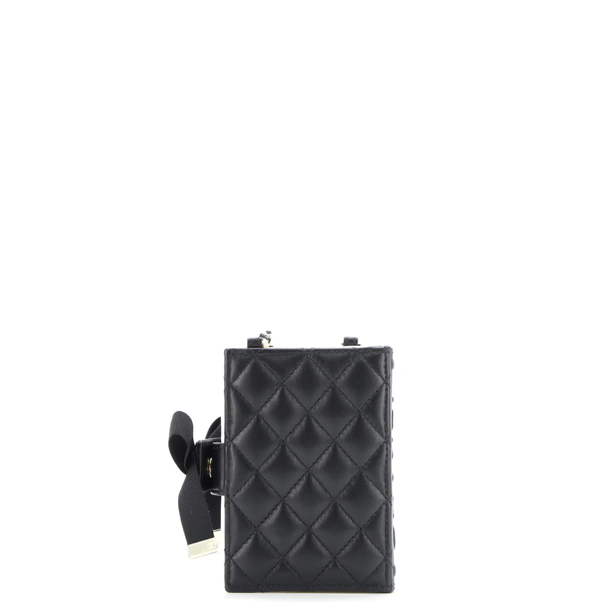 CC Book Card Holder with Chain Quilted Lambskin - Deep Luxury